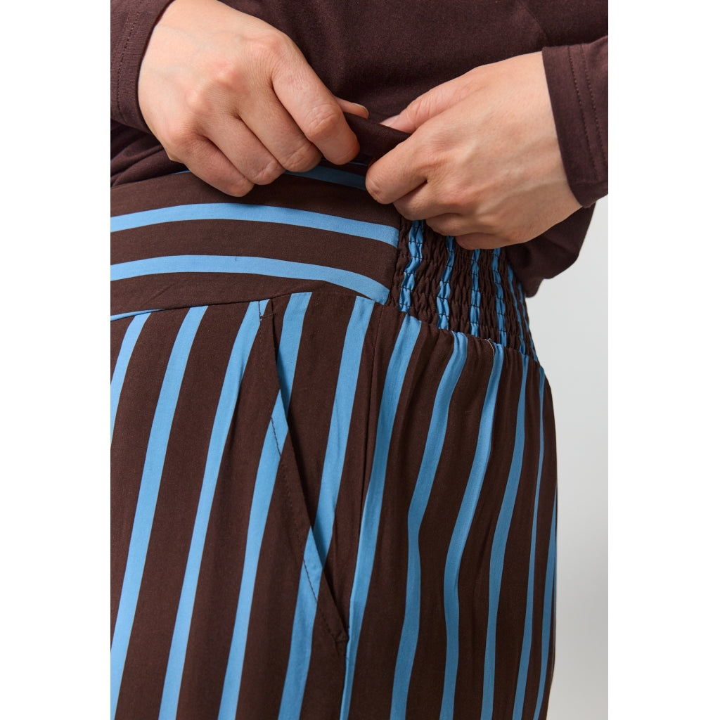 Gozzip Woman GRuby Pants Pants Brown with blue stripes