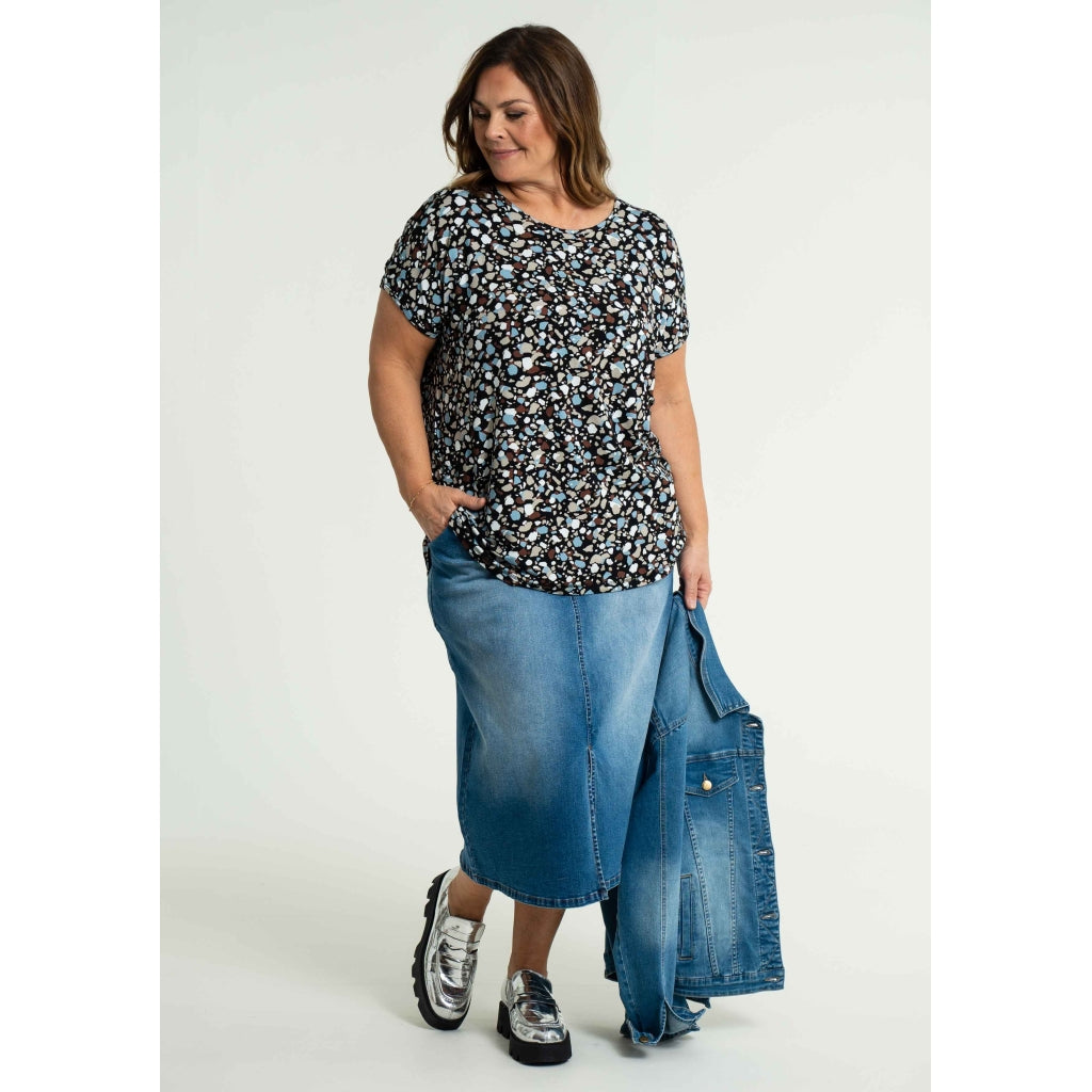 Gozzip Woman Alena Long denim baggy skir Long Skirt Light Blue Denim