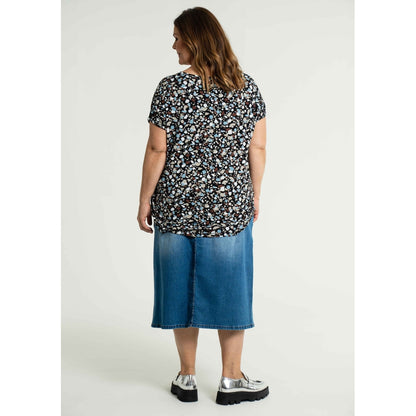 Gozzip Woman Alena Long denim baggy skir Long Skirt Light Blue Denim