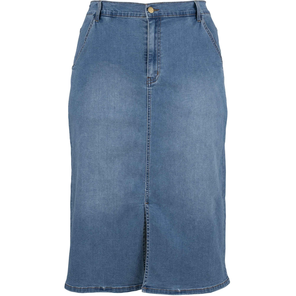 Gozzip Woman Alena Long denim baggy skir Long Skirt Light Blue Denim