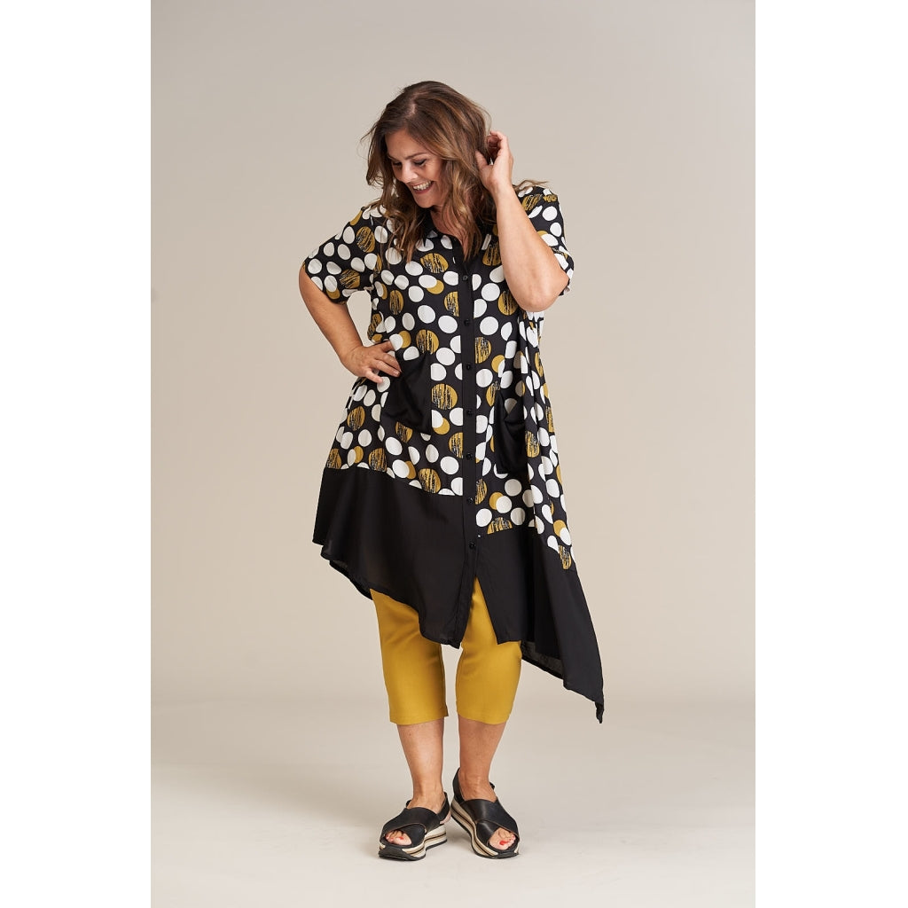 Gozzip Woman Ella Shirt Dress Shirt Dress Black big dots