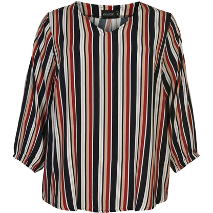Gozzip Woman Ena Blouse Shirt Blouse Black/Burn Orange Stripe
