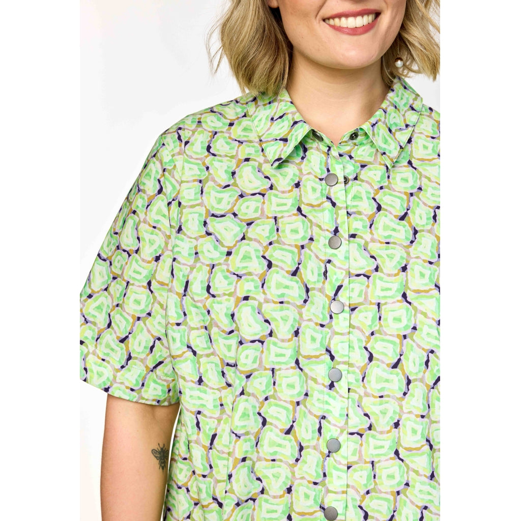 Gozzip Woman GAgaton Blouse Blouse Green Print