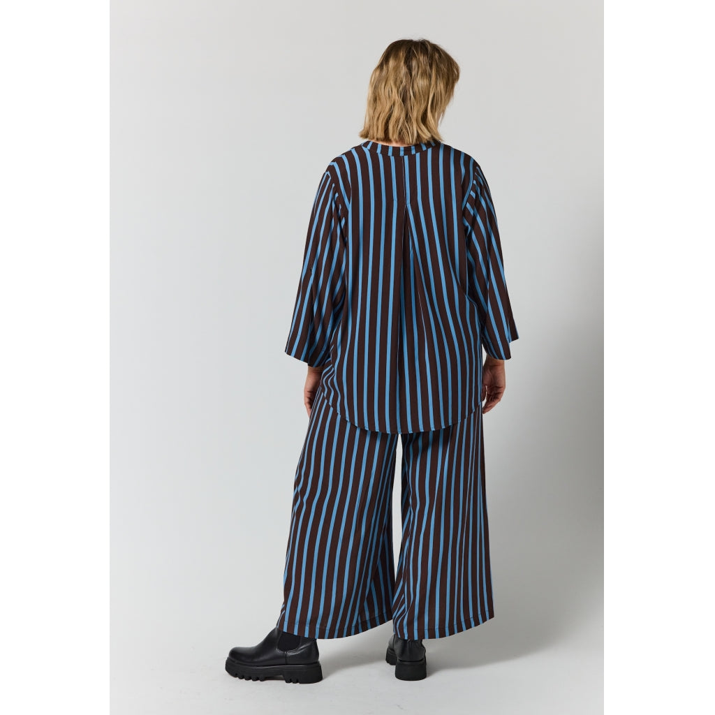 Gozzip Woman GAlva Blouse Blouse Brown with blue stripes
