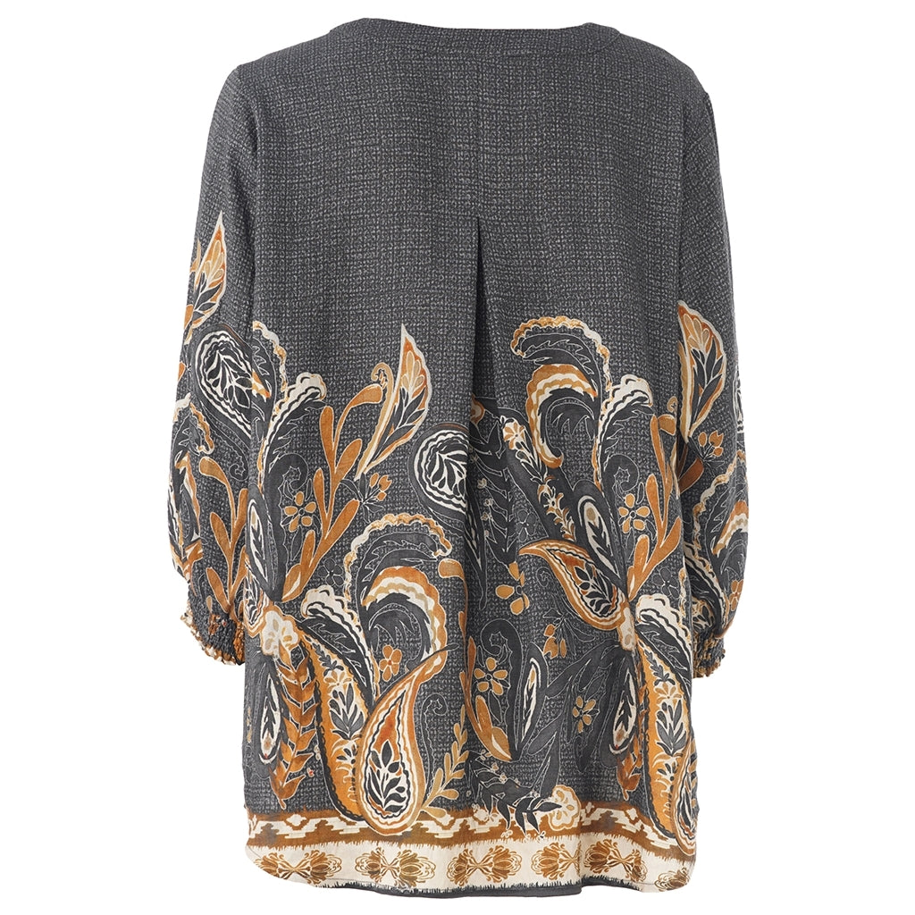 Gozzip Woman GBeth Blouse Blouse Black board fabric with brown pattern