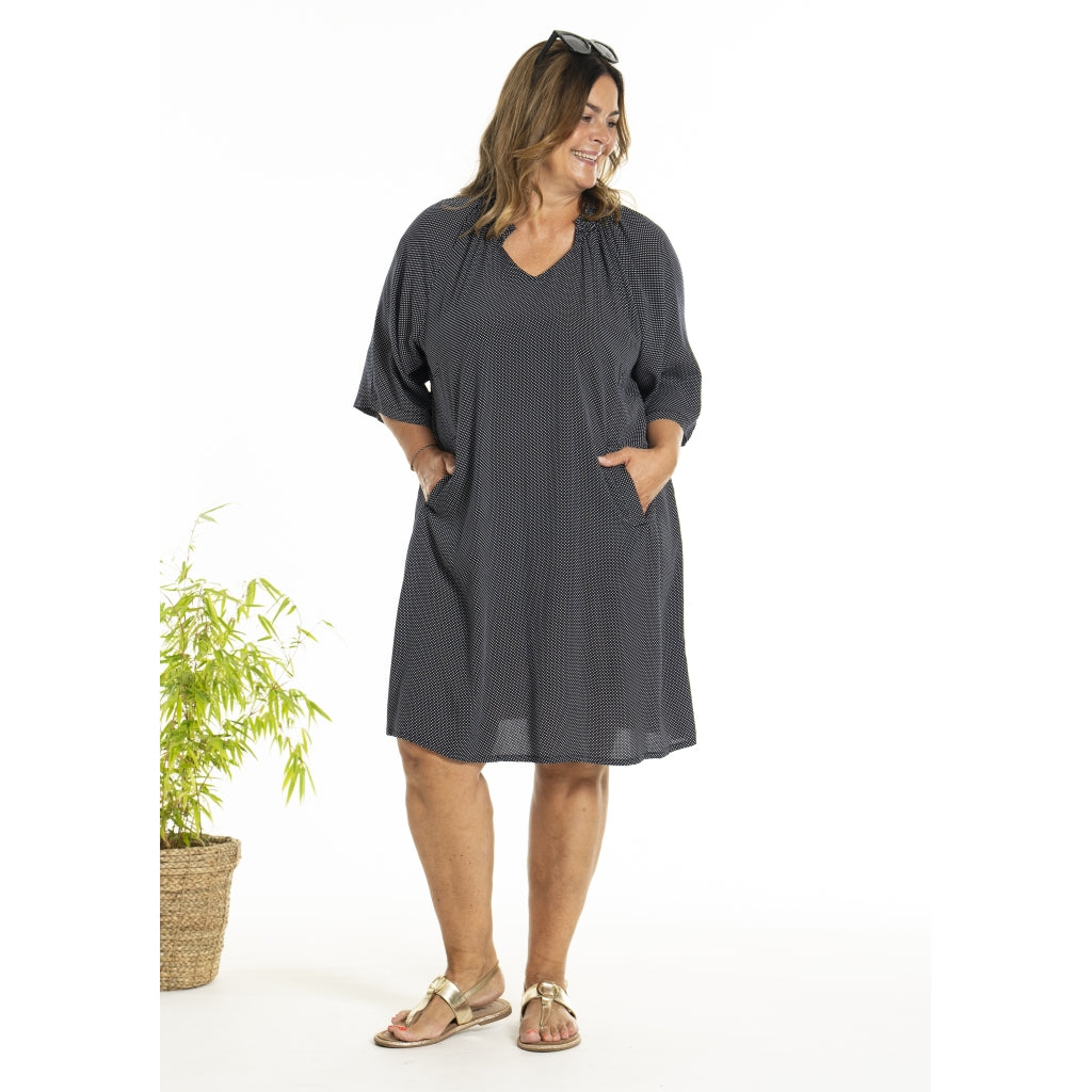 Gozzip Woman GDinne Tunic Tunic Navy w dots
