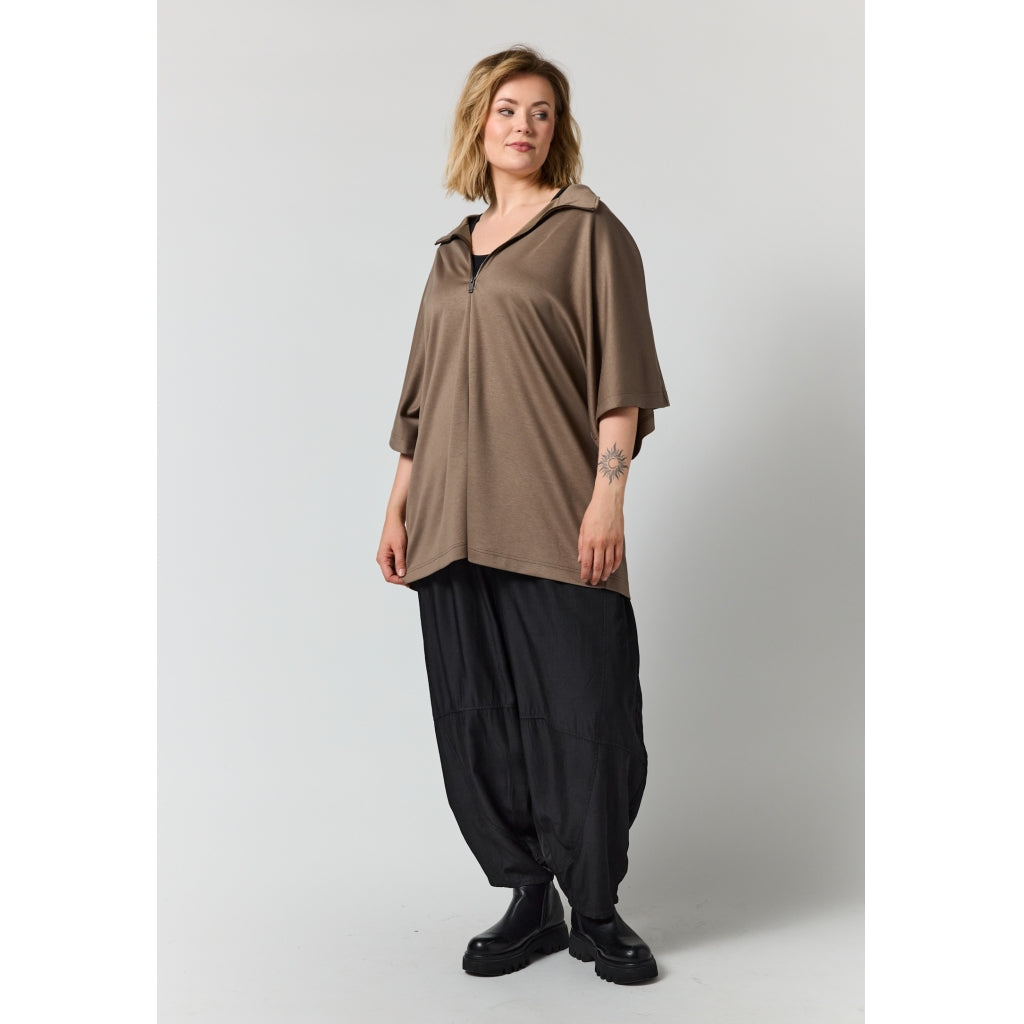 Gozzip Woman GEdit Tunic with zipper Tunic Brown
