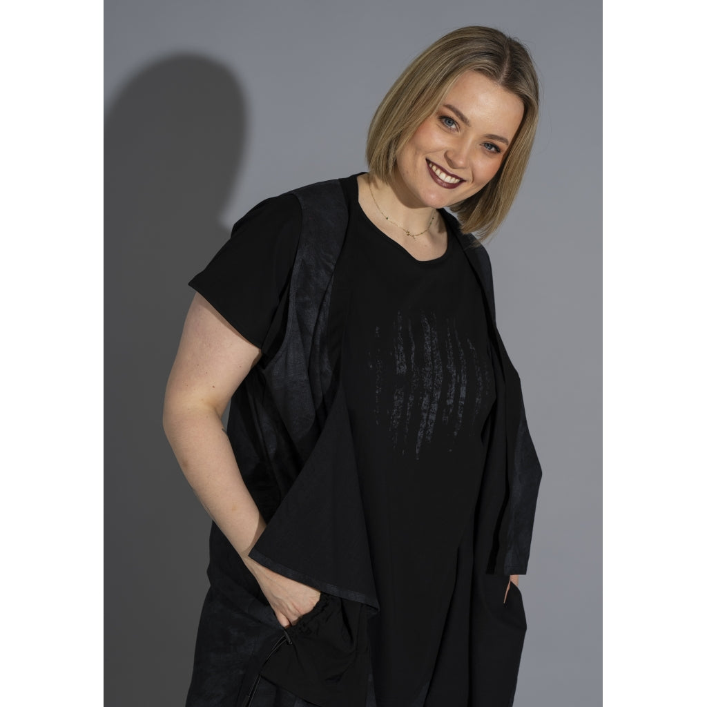 Gozzip Woman GElena Waistcoat long Waistcoat Black