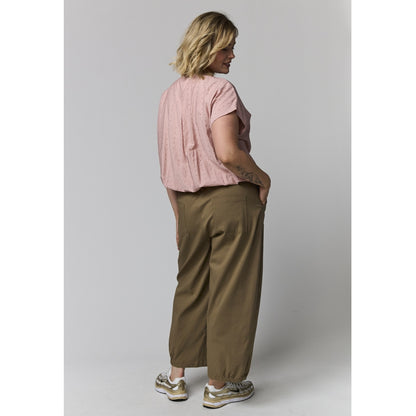 Gozzip Woman GElise Blouse Blouse Rose with brown and silver dots