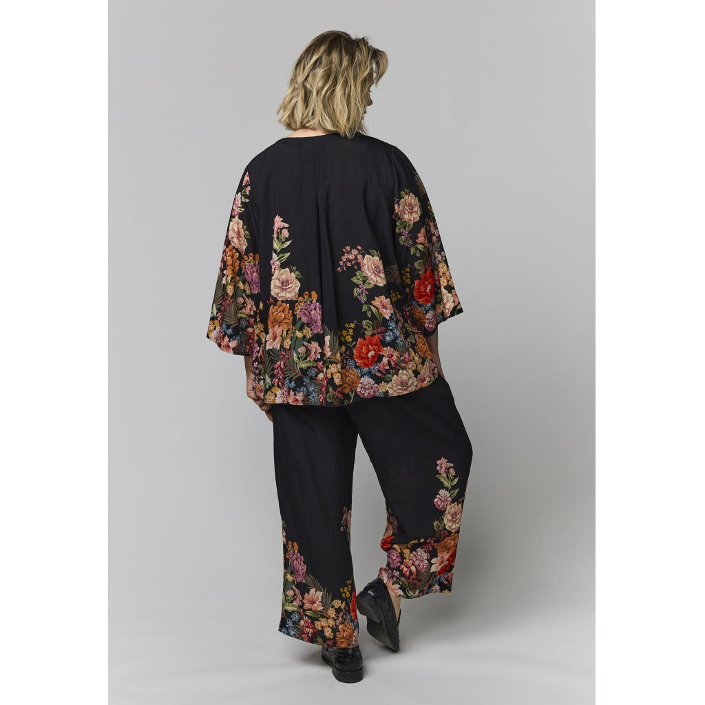 Gozzip Woman GElse-Marie Blouse Blouse Black with rose fall board
