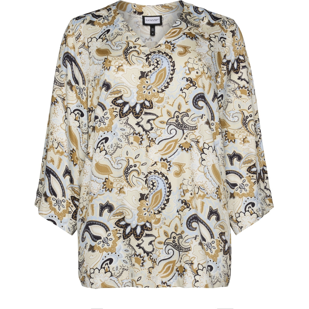 Gozzip Woman GElse-Marie Blouse Blouse Sand with blue print