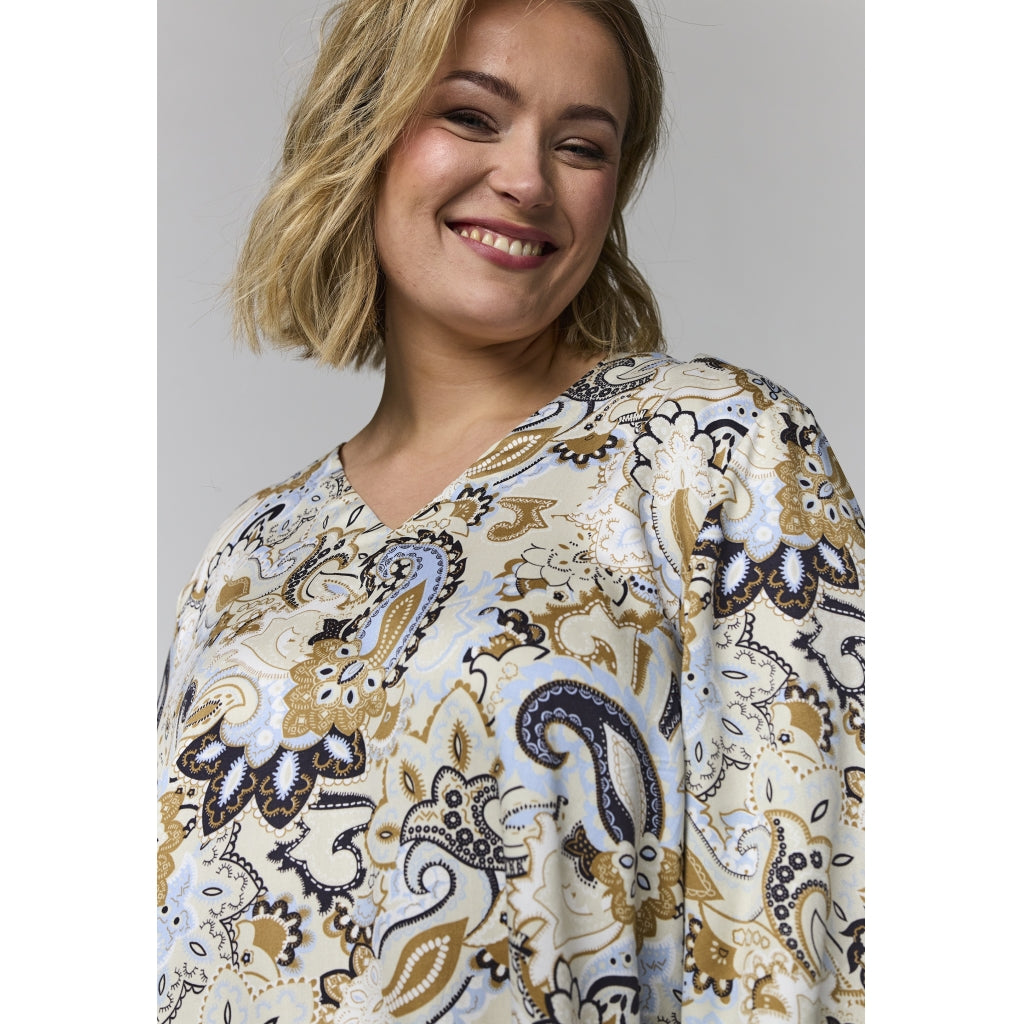 Gozzip Woman GElse-Marie Blouse Blouse Sand with blue print