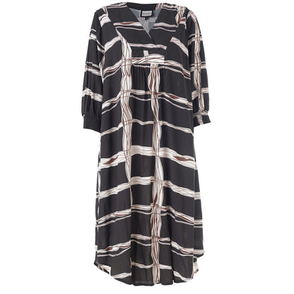 Gozzip Woman GElse Dress Dress Black with brown and offwhite pattern