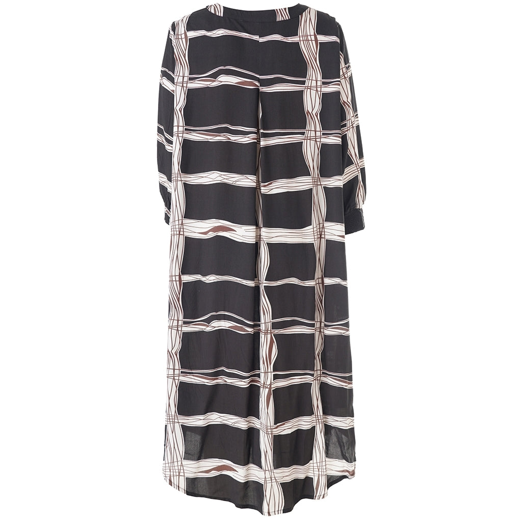 Gozzip Woman GElse Dress Dress Black with brown and offwhite pattern