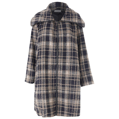 Gozzip Woman GGail Coat Coat Black with blue and mustard checks