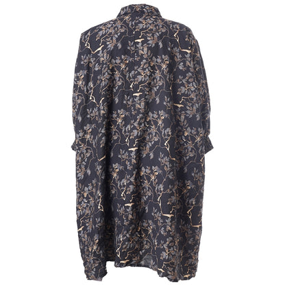 Gozzip Woman GGerda Oversize shirt Tunic Oversize shirt tunic Black with grey brown flowers