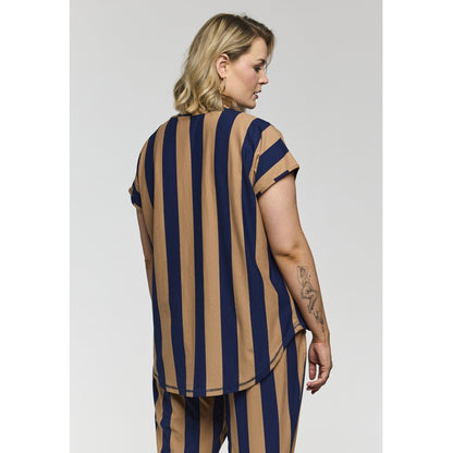 Gozzip Woman GGitte T-shirt striped T-Shirt Navy/Sand stripe