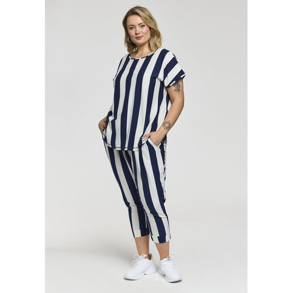 Gozzip Woman GGitte T-shirt striped T-Shirt White/Navy stripe