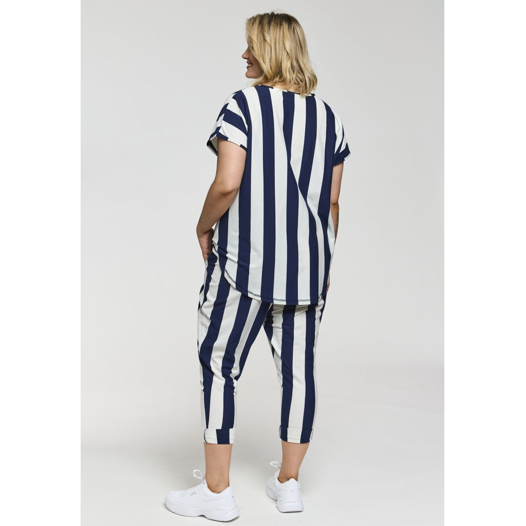 Gozzip Woman GGitte T-shirt striped T-Shirt White/Navy stripe