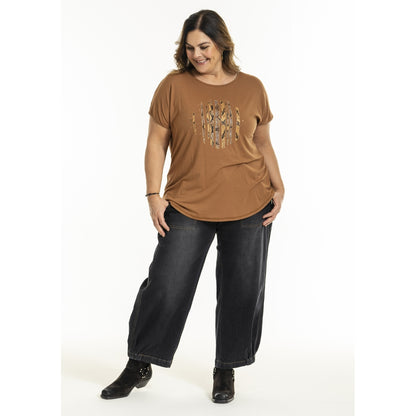 Gozzip Woman GGitte T-shirt with print T-Shirt Cognac