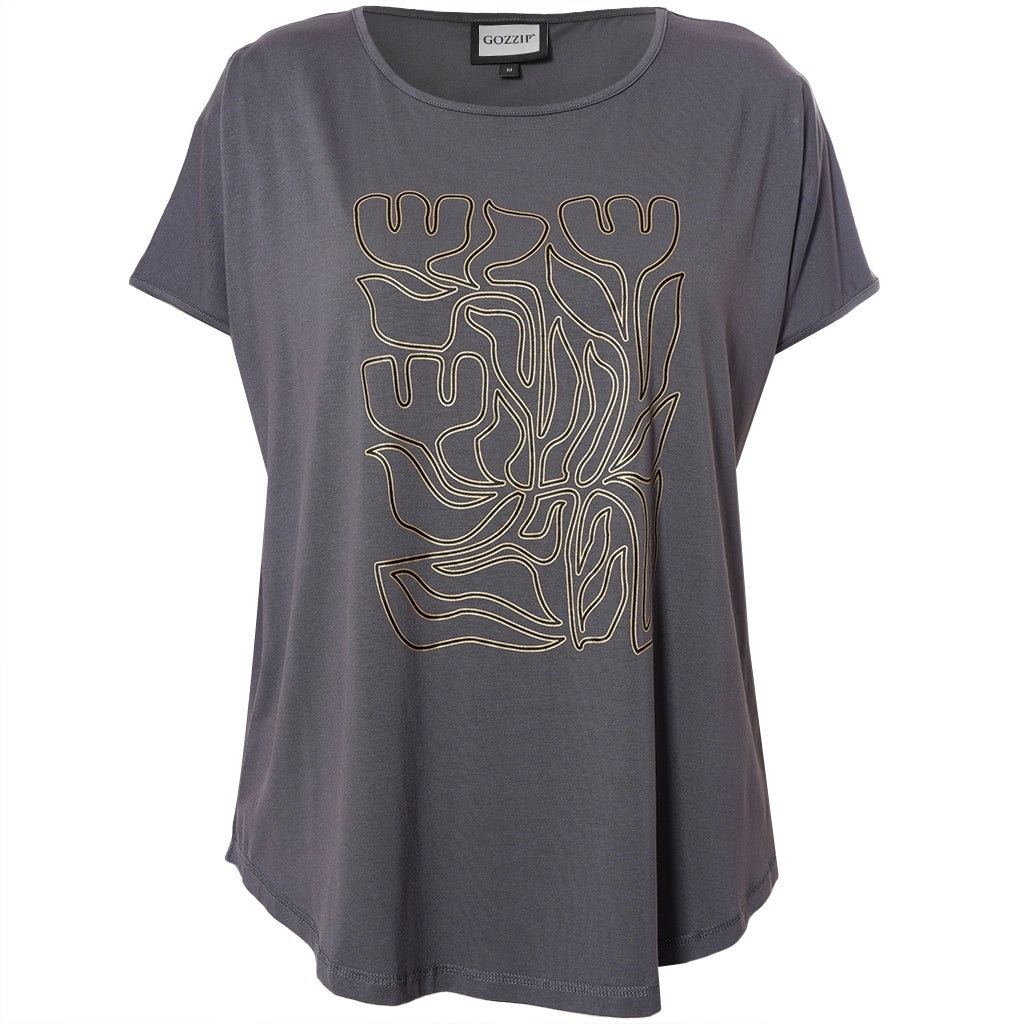 Gozzip Woman GGitte T-shirt with print T-Shirt Charcoal