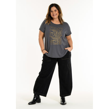 Gozzip Woman GGitte T-shirt with print T-Shirt Charcoal