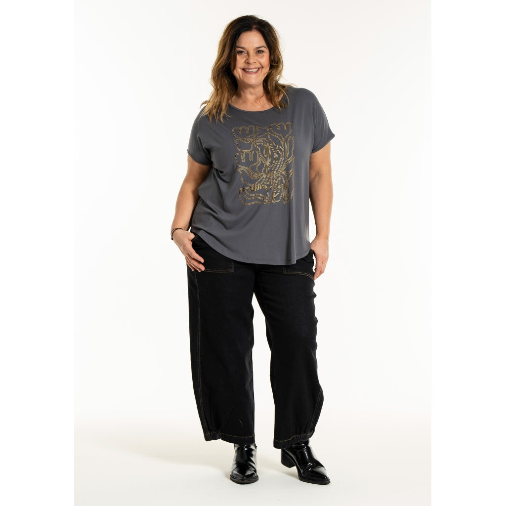 Gozzip Woman GGitte T-shirt with print T-Shirt Charcoal