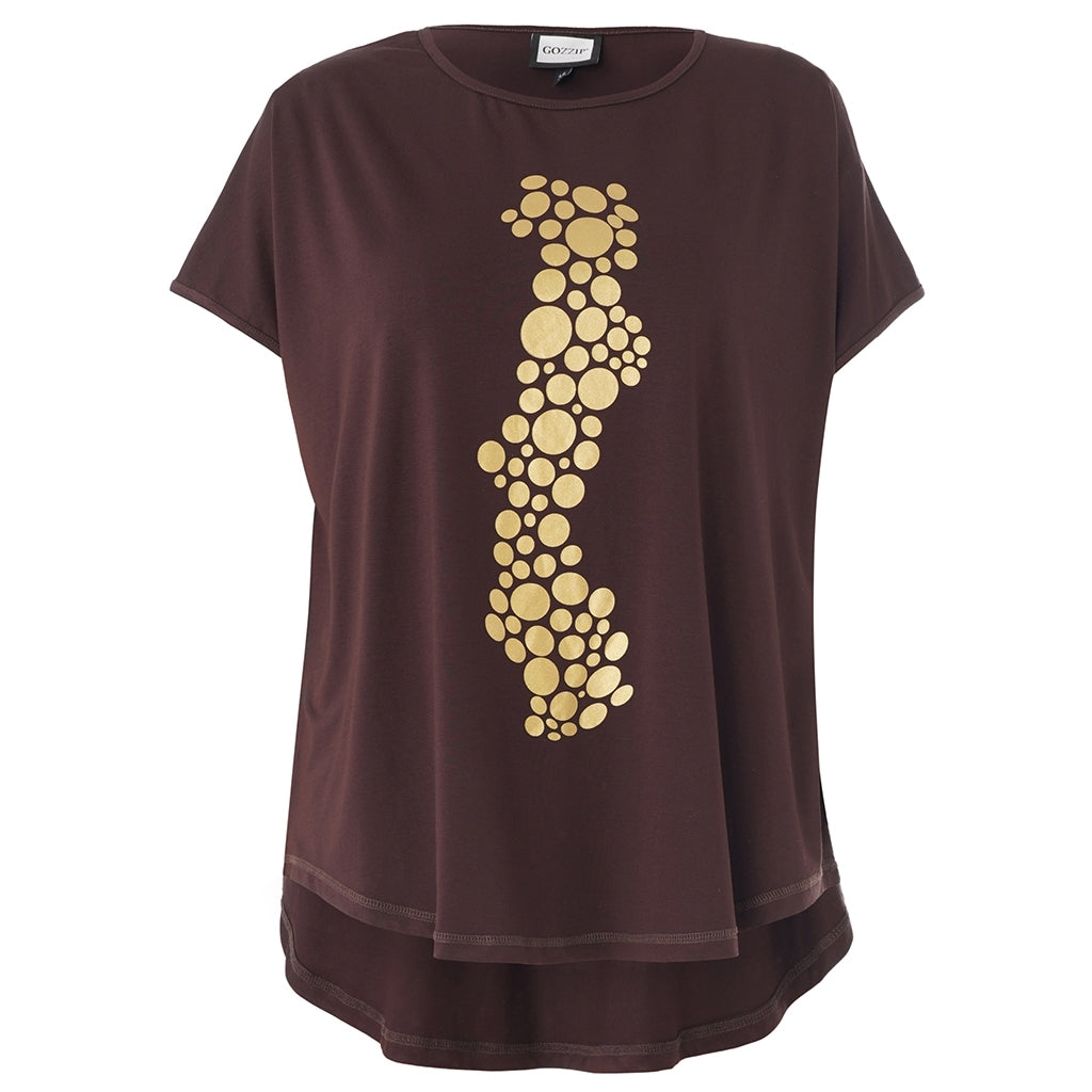Gozzip Woman GGitte T-shirt with print T-Shirt Brown