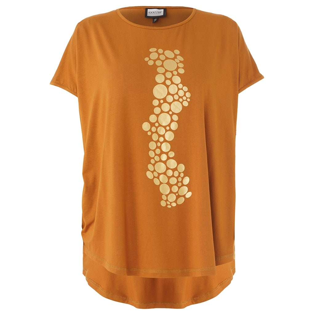 Gozzip Woman GGitte T-shirt with print T-Shirt Mustard