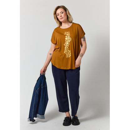 Gozzip Woman GGitte T-shirt with print T-Shirt Mustard