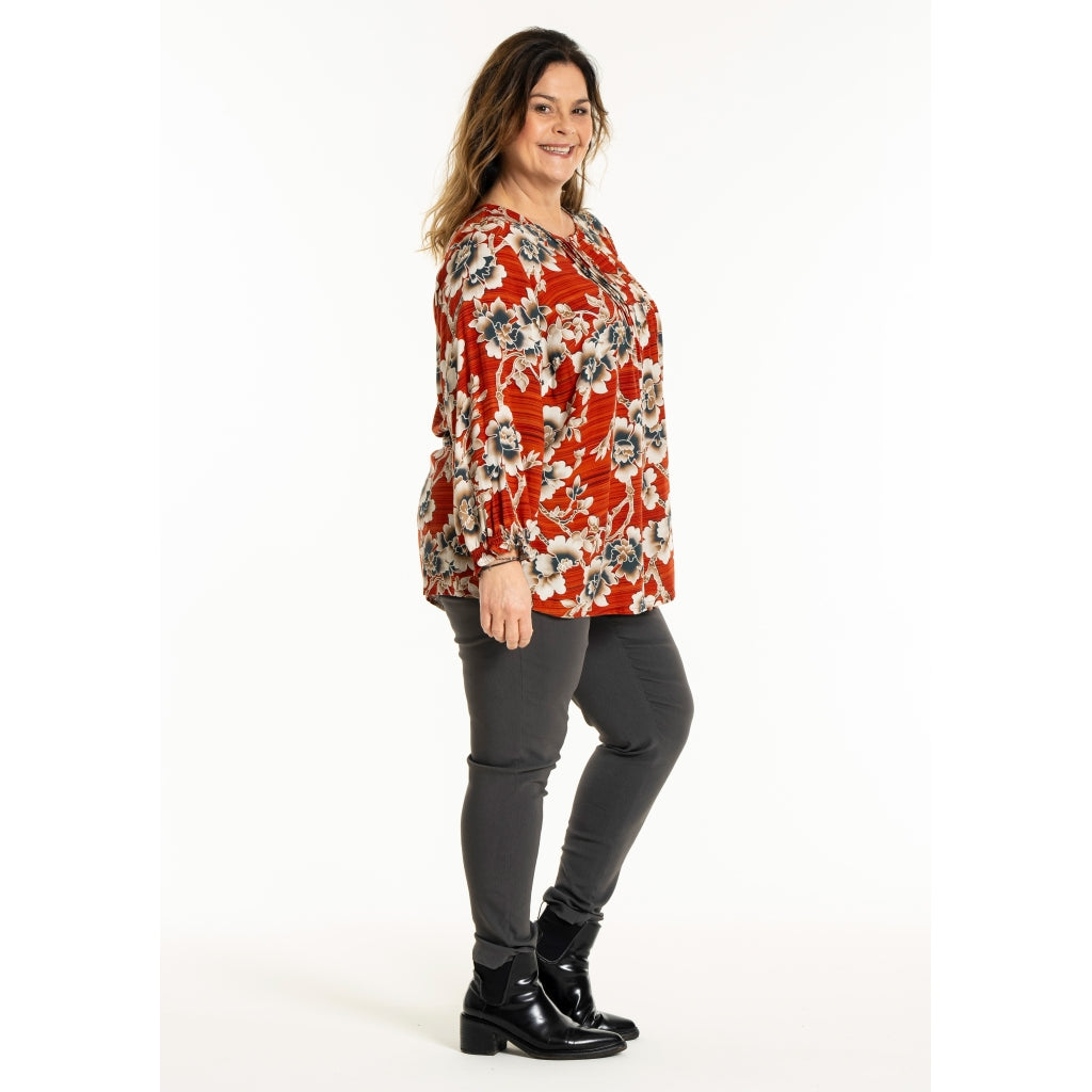 Gozzip Woman GIben Blouse Blouse Pumpkin Flower