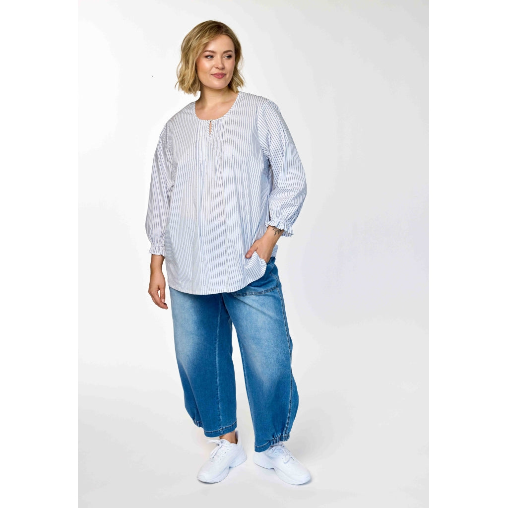 Gozzip Woman GIben Blouse Blouse White blue stripe