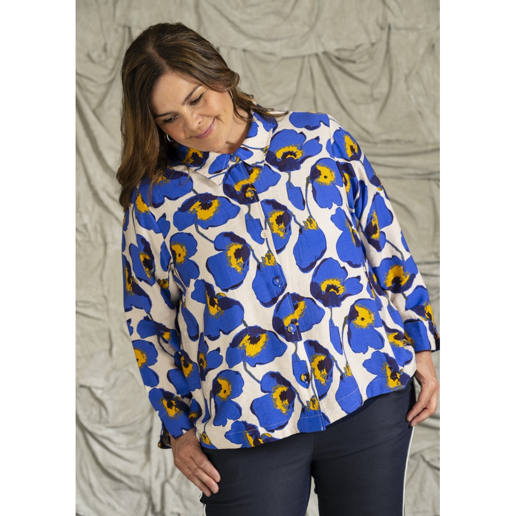 Gozzip Woman GInie Shirt jacket Shirt Jacket Blue print