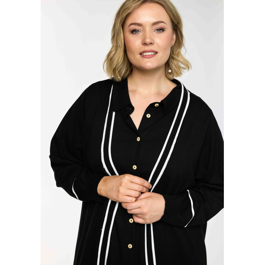 Gozzip Woman GKajsa Long Cardigan Long Cardigan Black/Offwhite