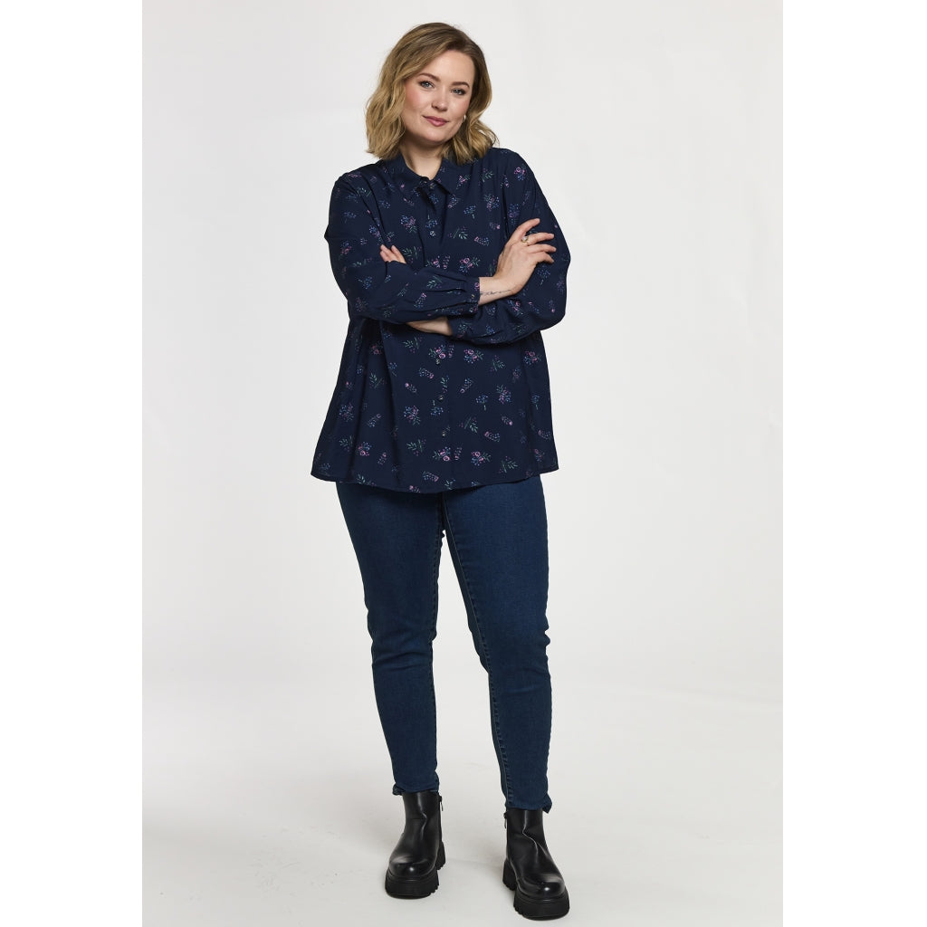 Gozzip Woman GKarina Shirt Shirt Navy Print