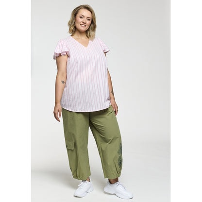 Gozzip Woman GKetti Top Top White with pink stripe