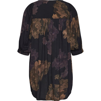 Gozzip Woman GLova Tunic Tunic Black with big flowers