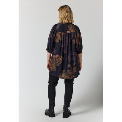 Gozzip Woman GLova Tunic Tunic Black with big flowers