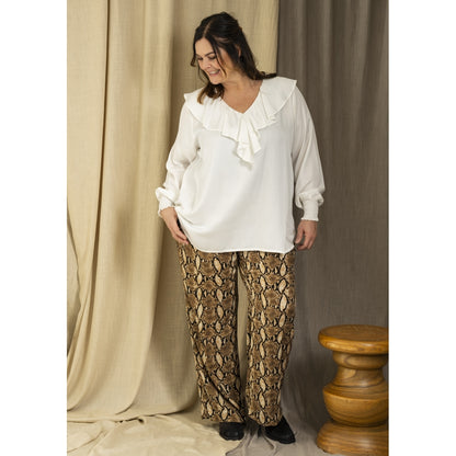 Gozzip Woman GMargrethe Loose Pants Loose Pant Snake Print Brown