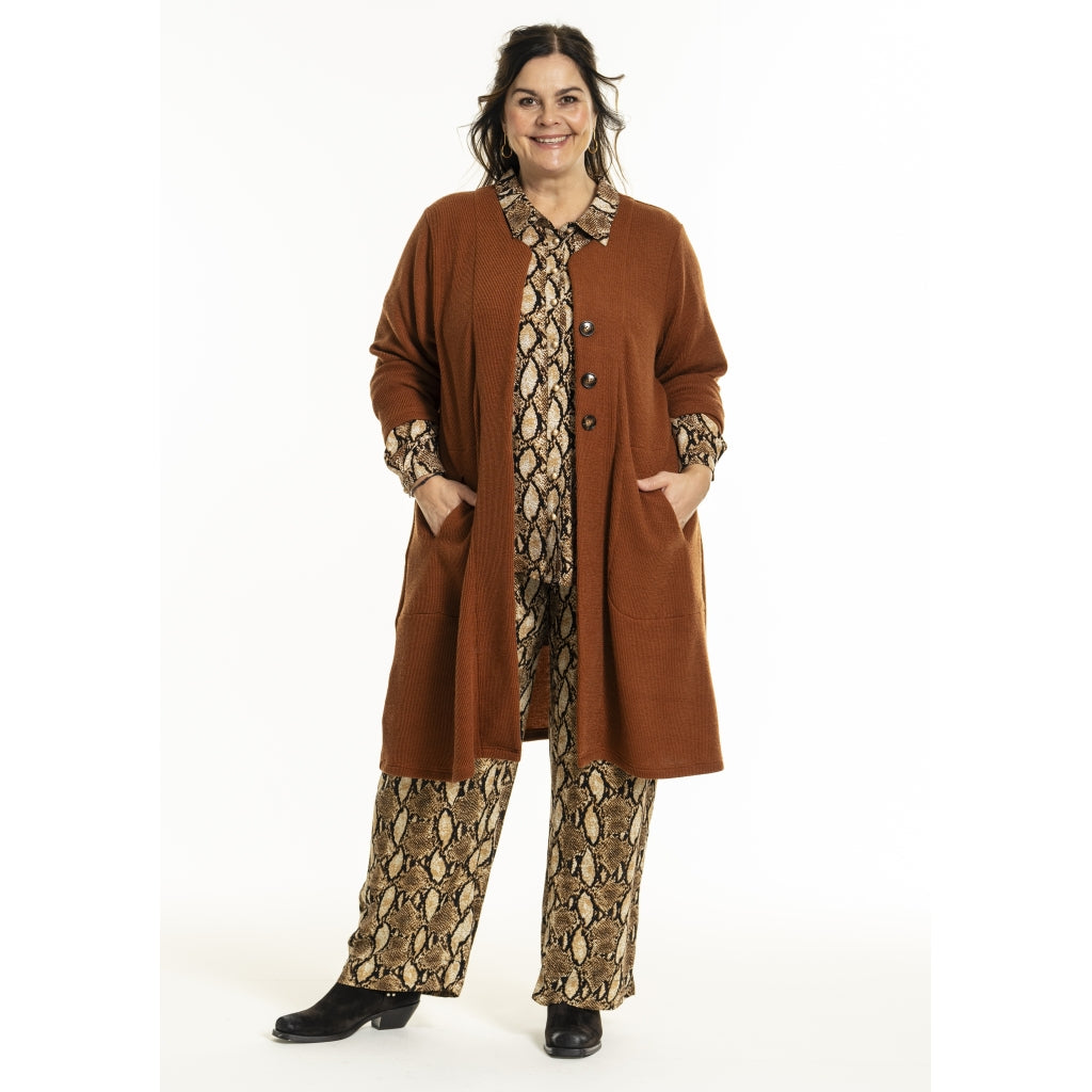 Gozzip Woman GMargrethe Loose Pants Loose Pant Snake Print Brown
