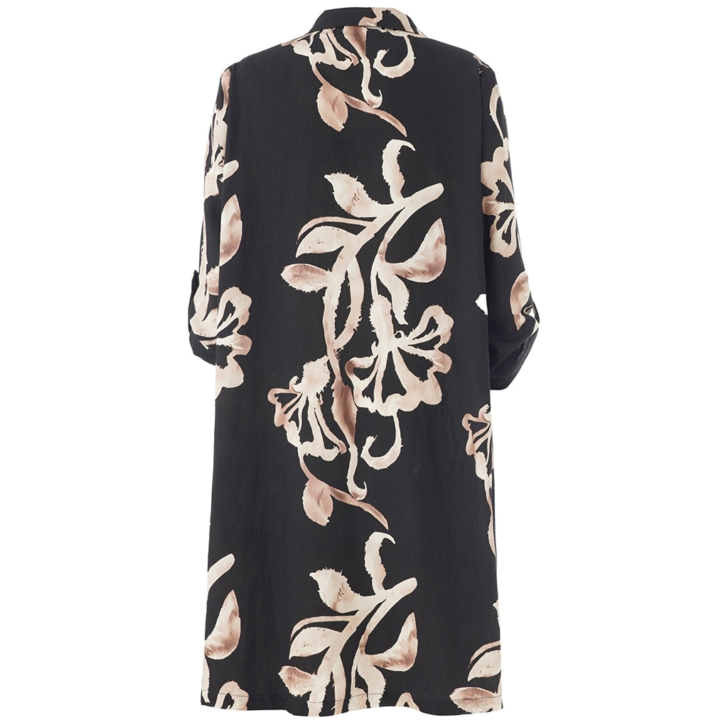 Gozzip Woman GMichelle Tunic Tunic Black with offwhite brown leaves