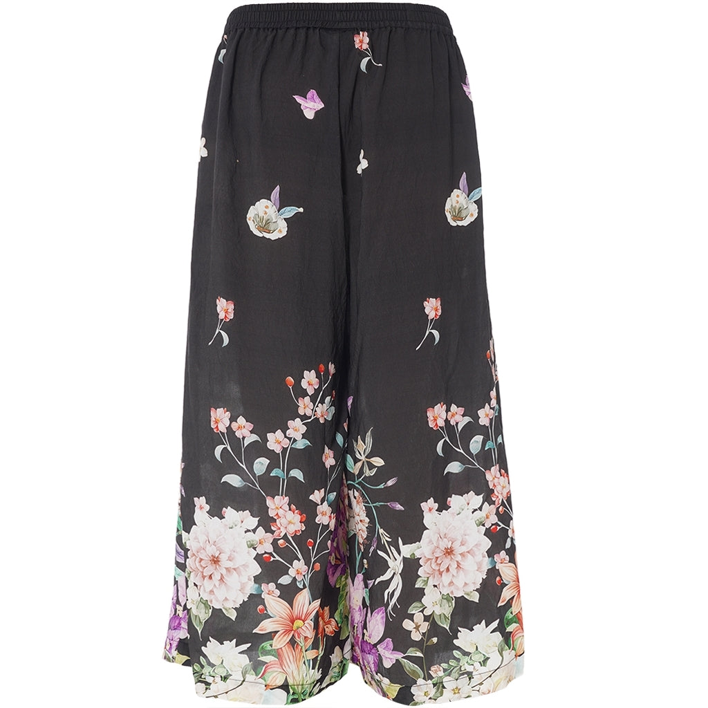 Gozzip Woman GMillie Wide Pants Pants Black with flower