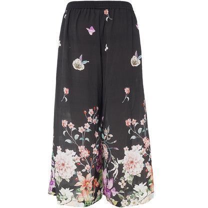 Gozzip Woman GMillie Wide Pants Pants Black with flower
