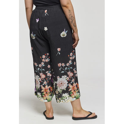 Gozzip Woman GMillie Wide Pants Pants Black with flower