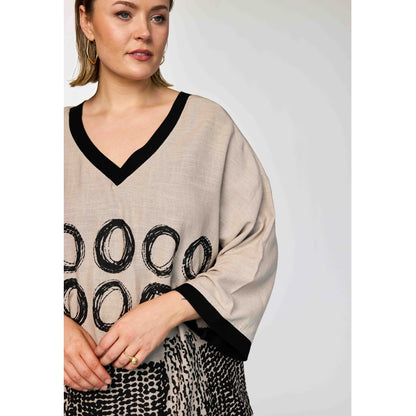 Gozzip Woman GMy Blouse Blouse Sand/Black printed