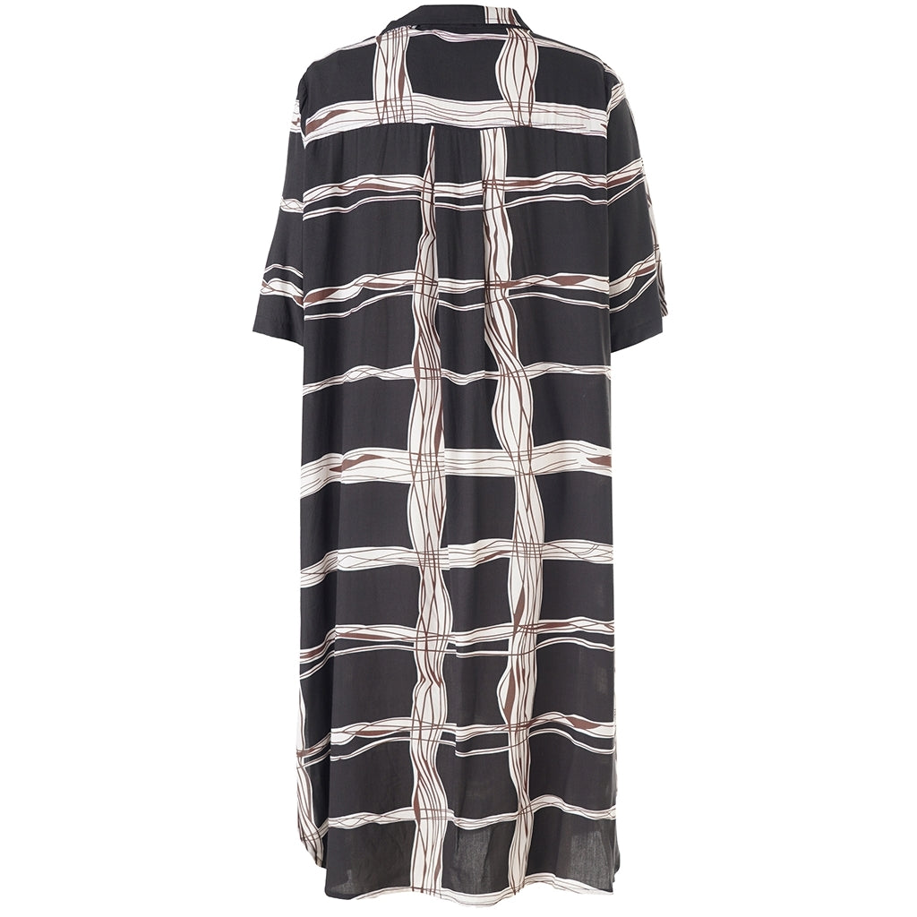 Gozzip Woman GMynte Dress Dress Black with brown and offwhite pattern