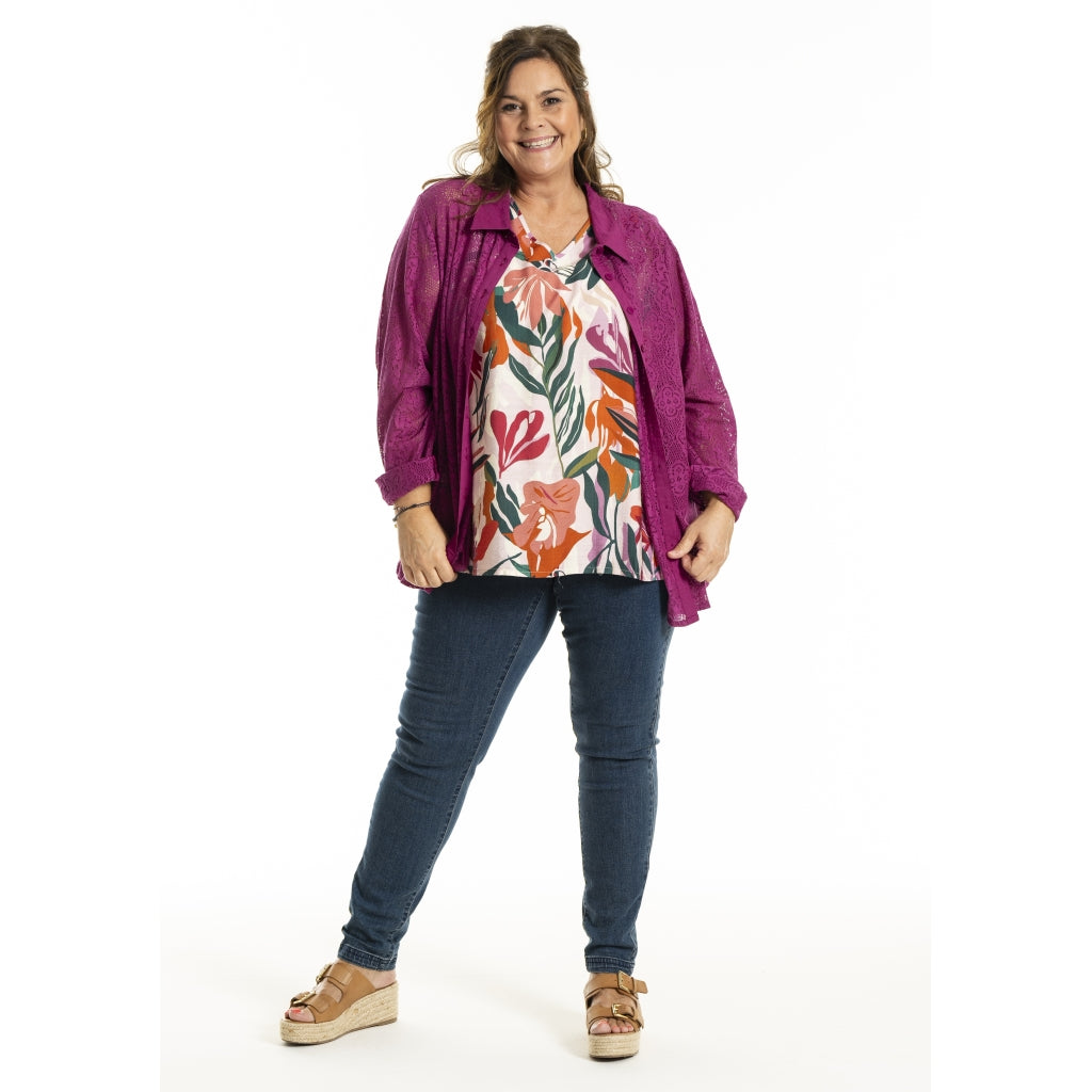 Gozzip Woman GMyra Lace Shirt Shirt Berry