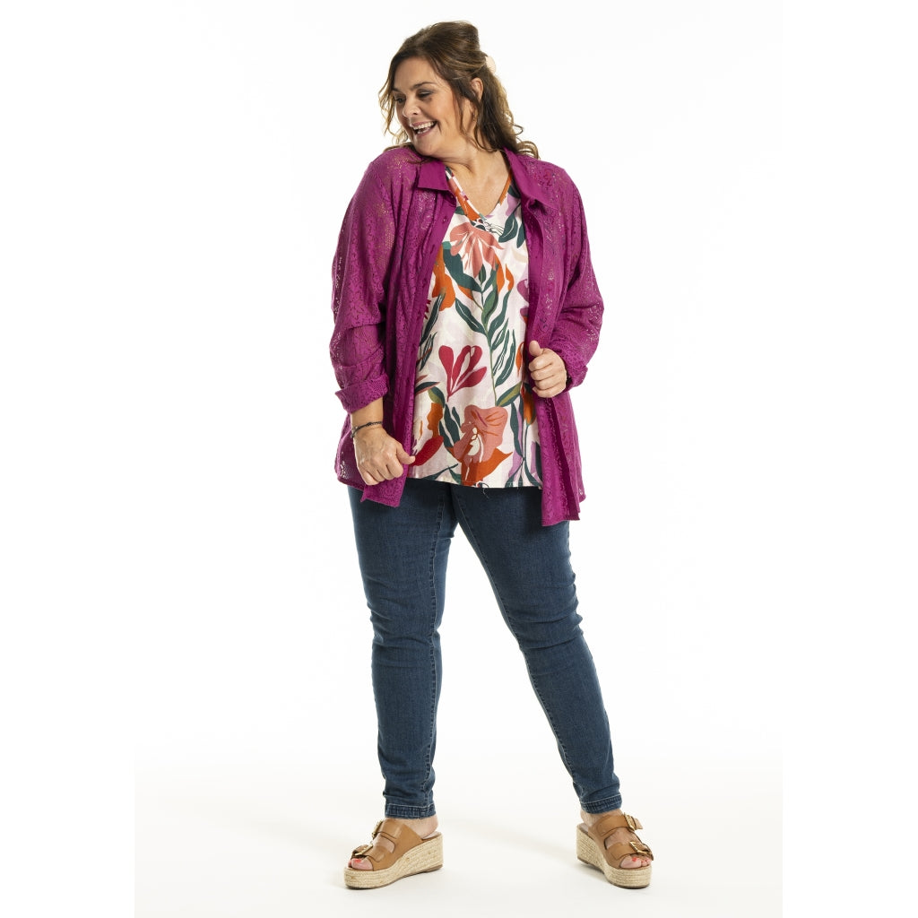 Gozzip Woman GMyra Lace Shirt Shirt Berry