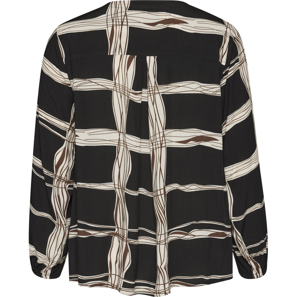 Gozzip Woman GNova Blouse Blouse Black with brown and offwhite pattern