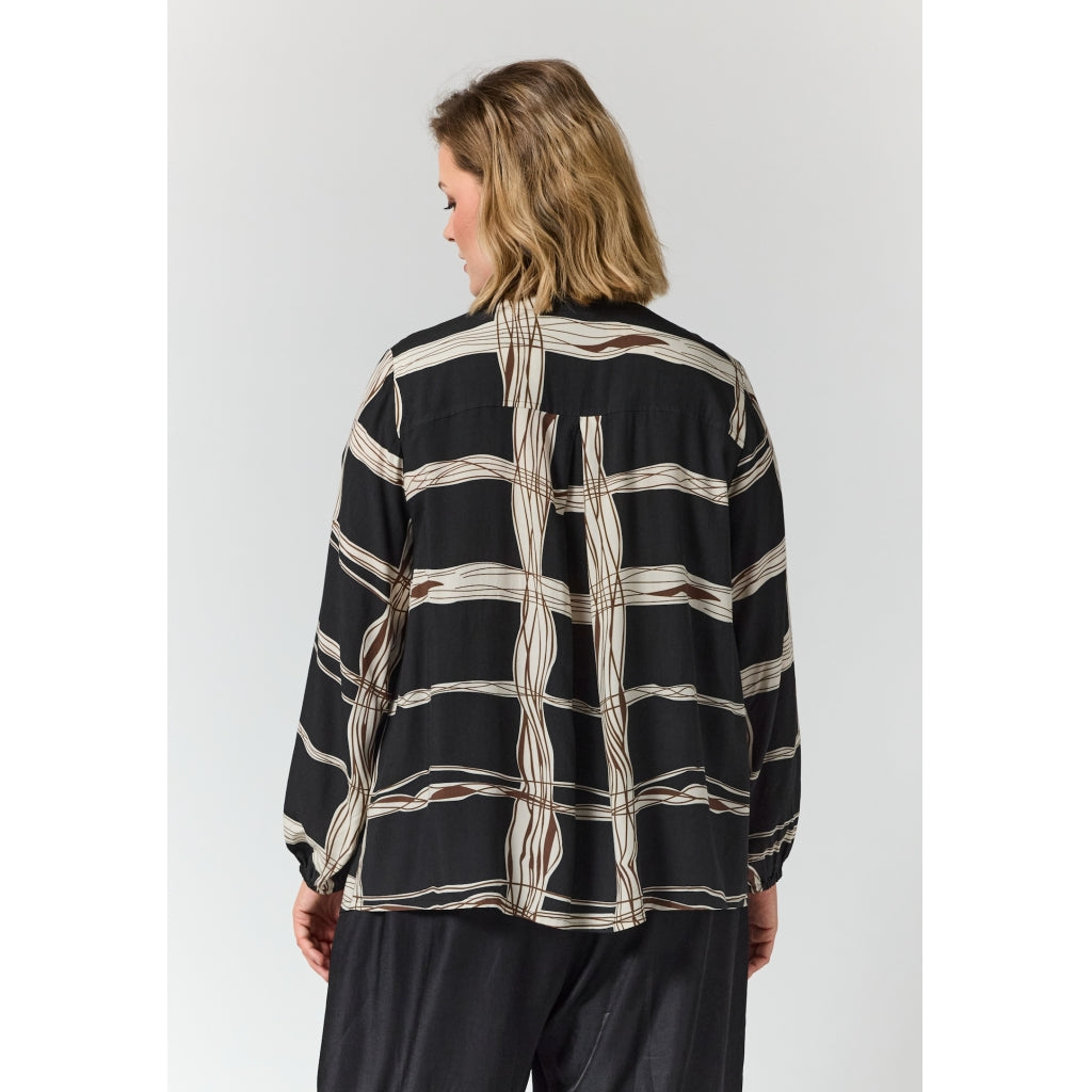Gozzip Woman GNova Blouse Blouse Black with brown and offwhite pattern